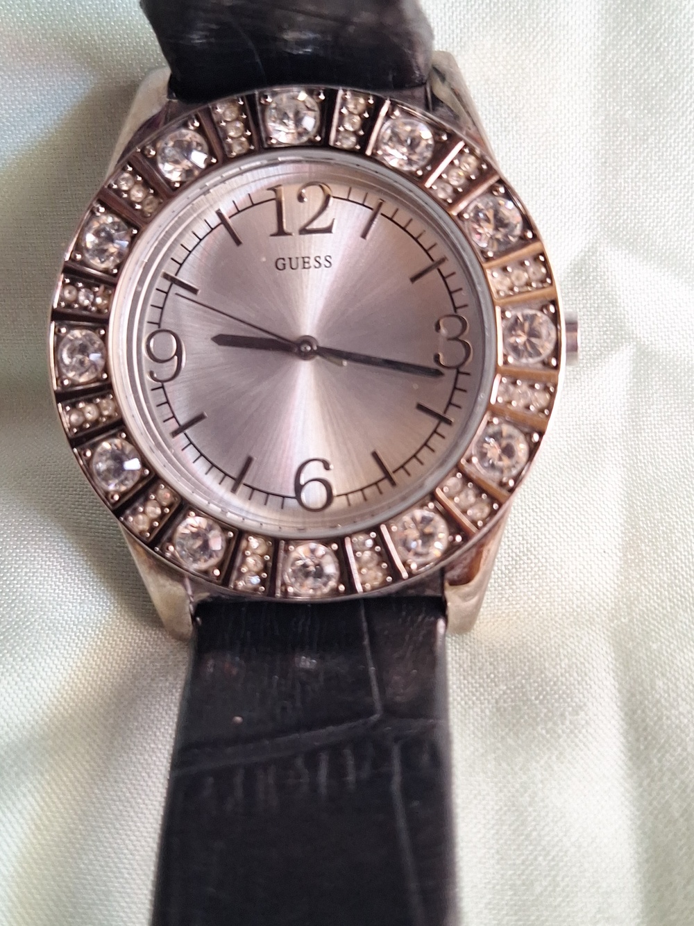 Guess Rose Gold Case Watch with Black and Brown Leather Strap